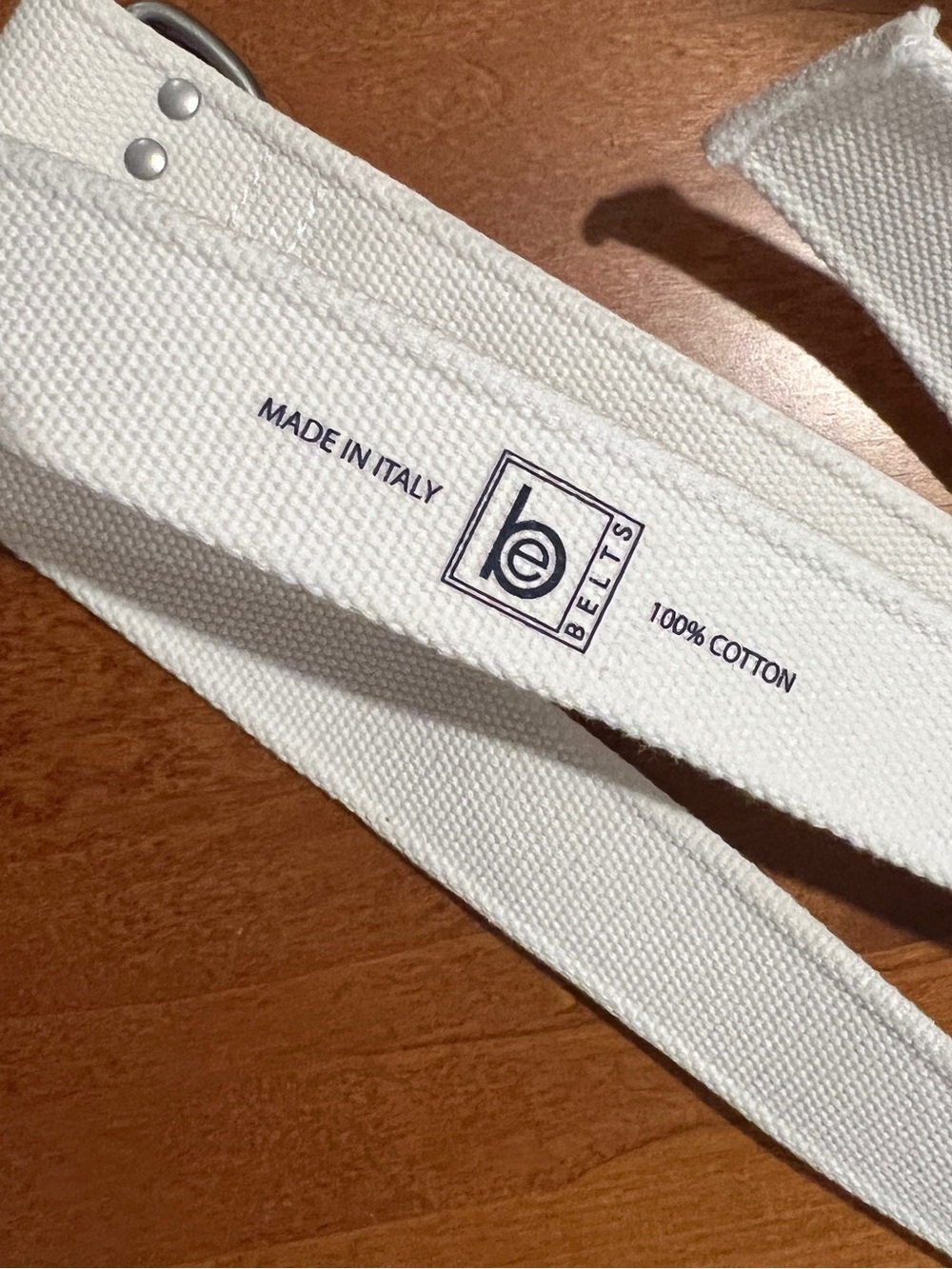 b.belts White 100% Cotton D-Ring Web Belt Made in Italy 52"